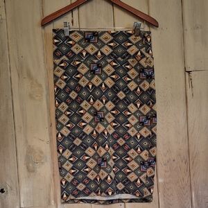 Trendy Stretchy Skirt With Aztec Pattern